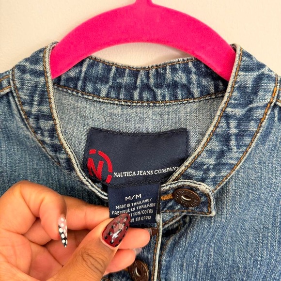 Y2K NAUTICA JEANS COMPANY DENIM MOTO STYLE JACKET - Picture 4 of 5